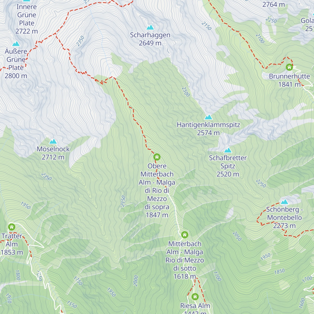 Obere Mitterbach Alm - Malga di Rio di Mezzo di sopra map