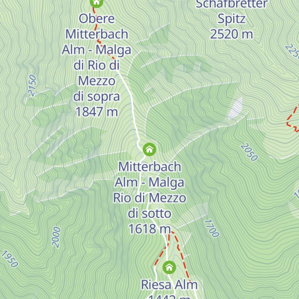 Map of Mitterbach Alm - Malga Rio di Mezzo di sotto