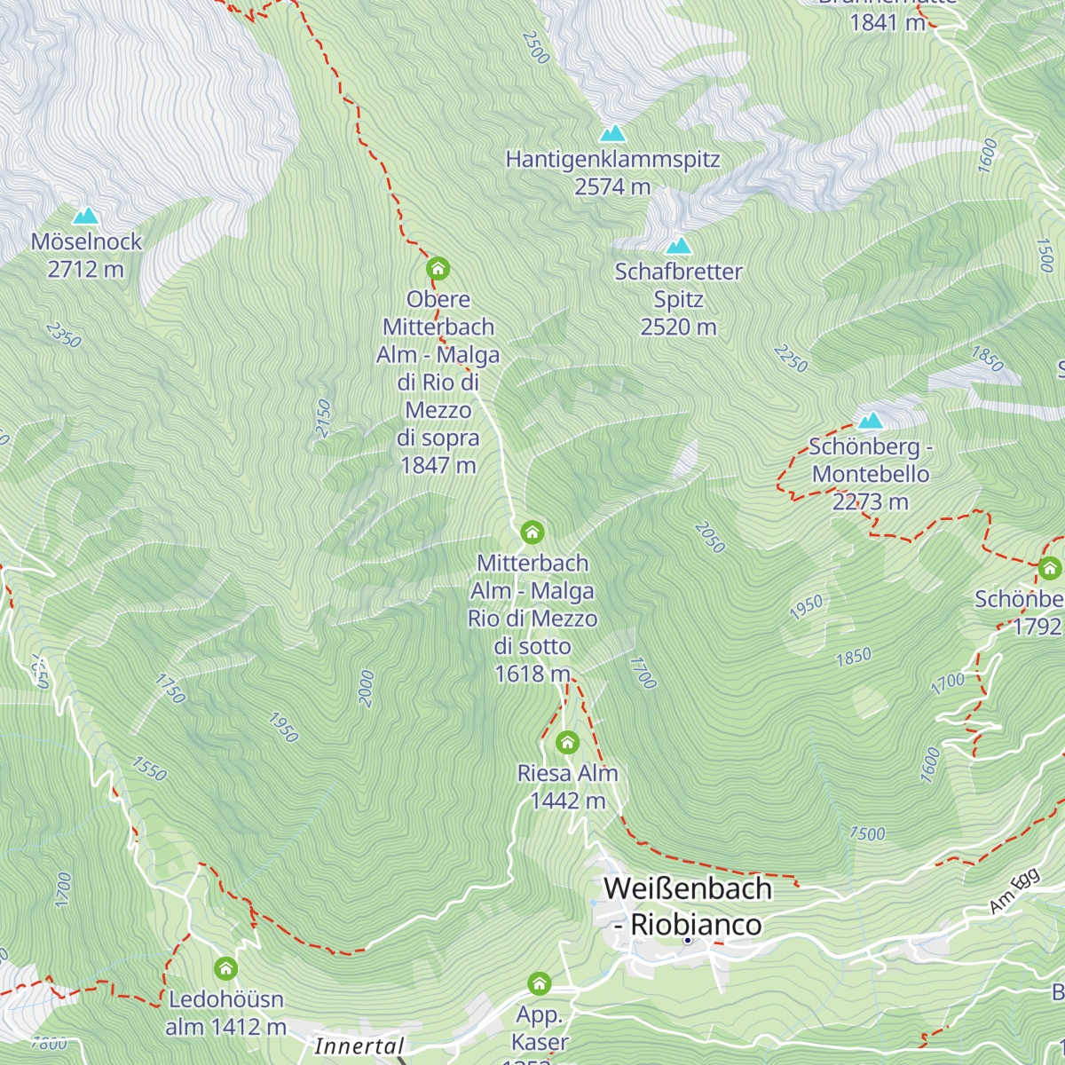 Mitterbach Alm - Malga Rio di Mezzo di sotto map