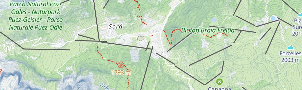 Map of the start of Road bike tour to the legendary Giau pass