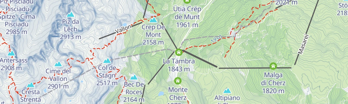 Map of the start of From Passo Campolongo to Passo Pordoi