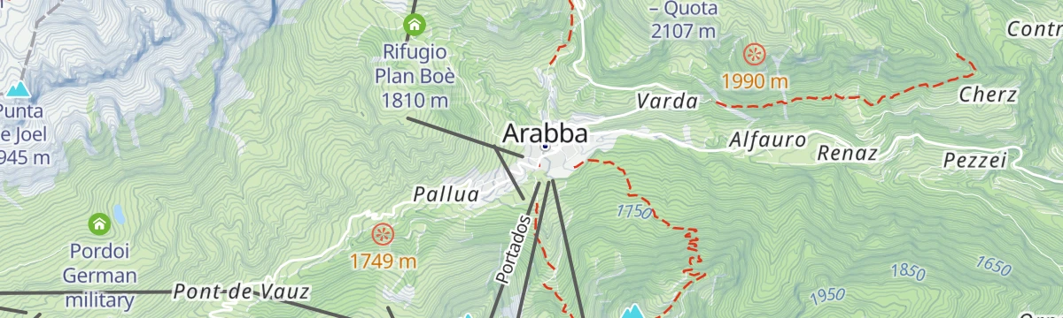 Map of the start of "Panoramic" Tour Arabba