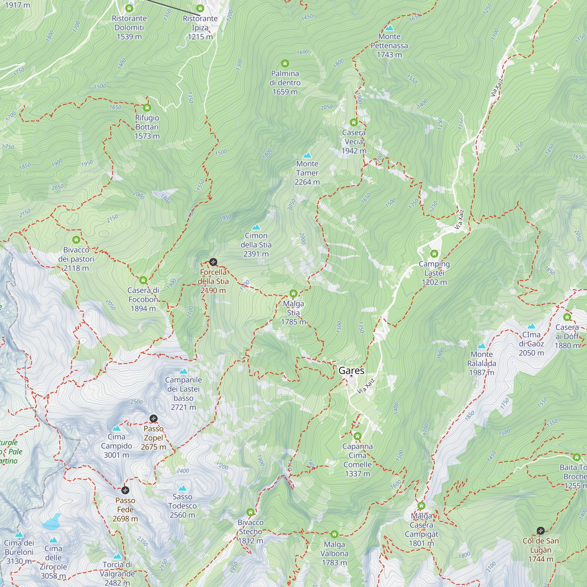Malga Stia map