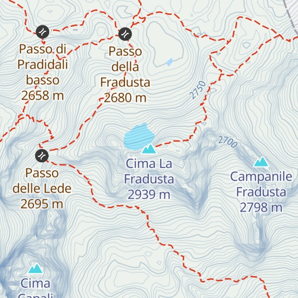 Map of Cima La Fradusta