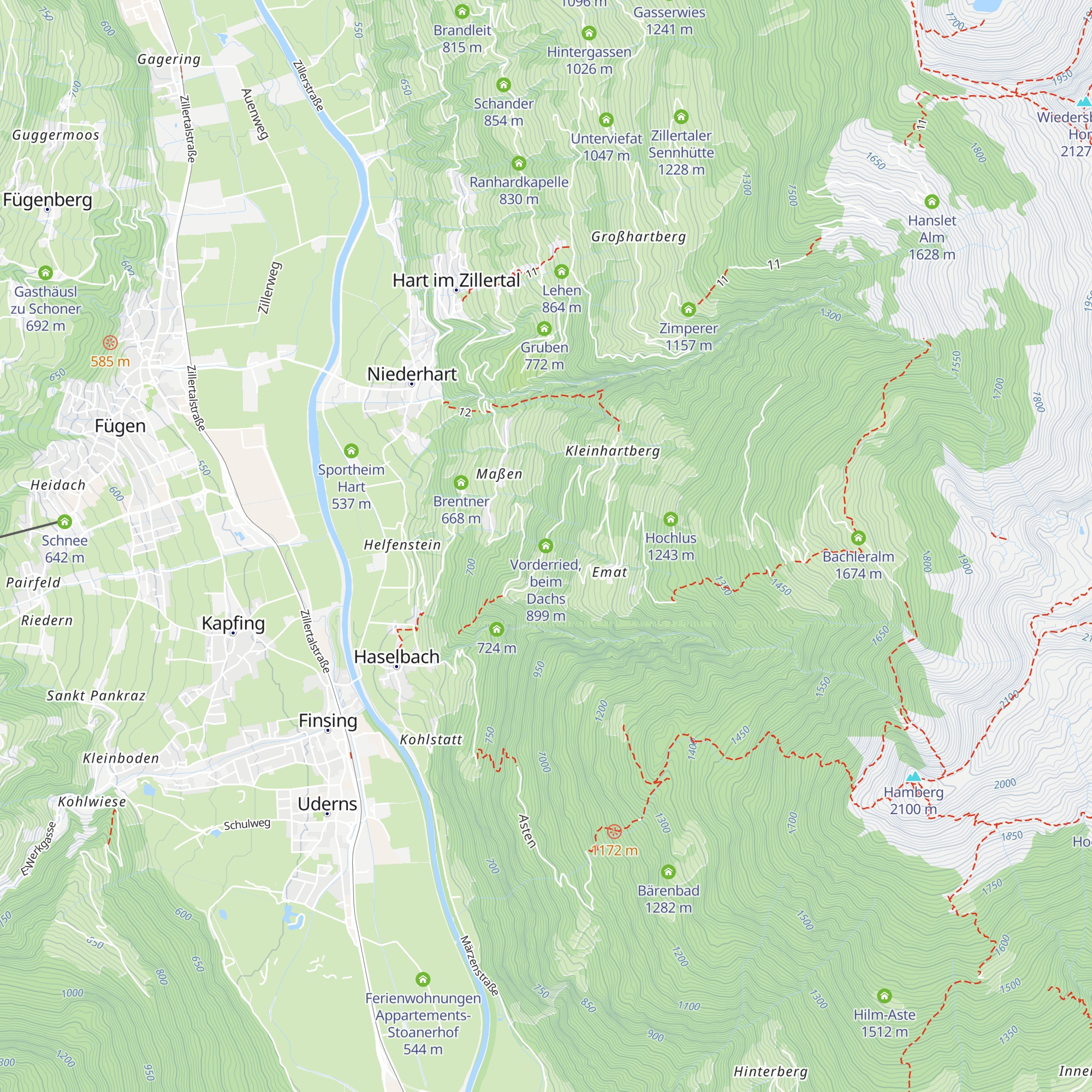 Vorderried, beim Dachs map
