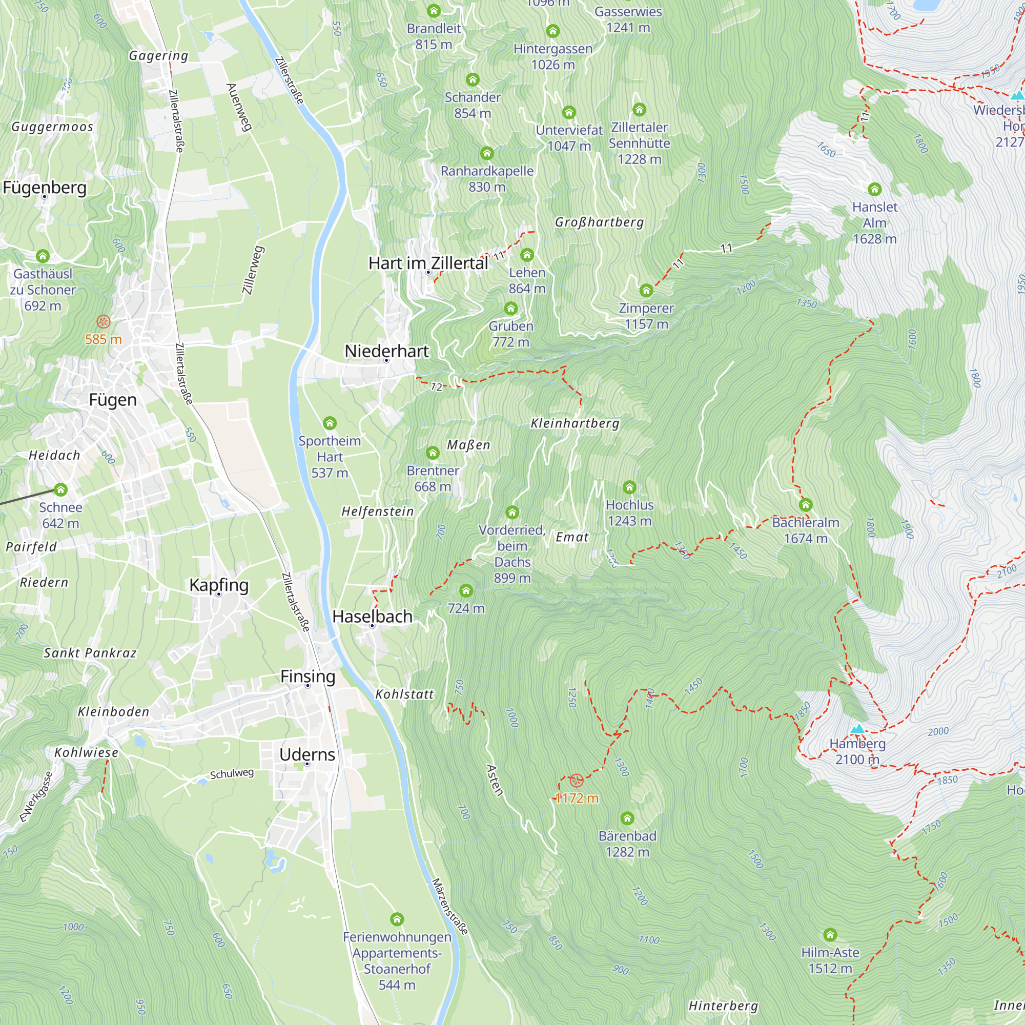 Vorderried, beim Dachs map