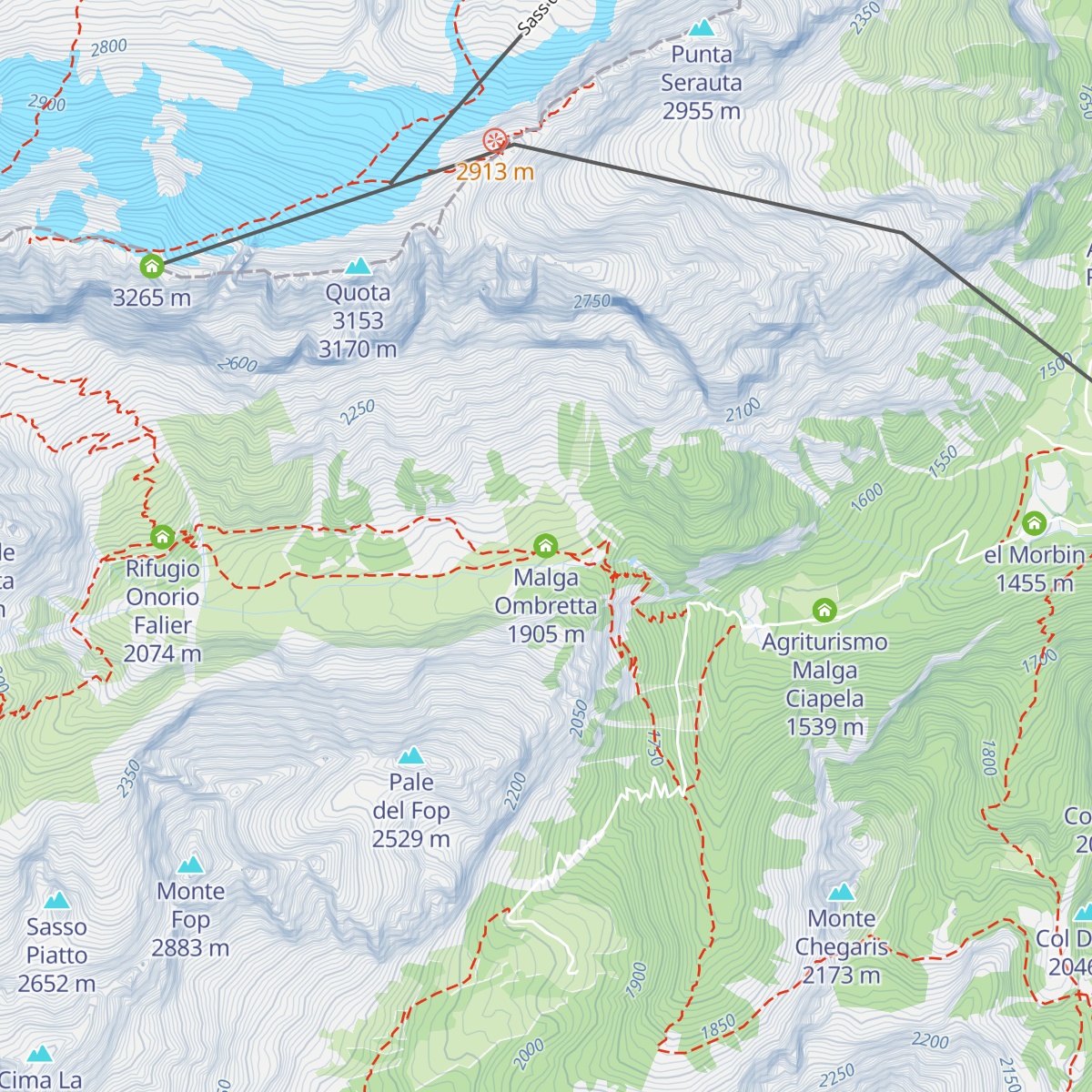 Malga Ombretta map
