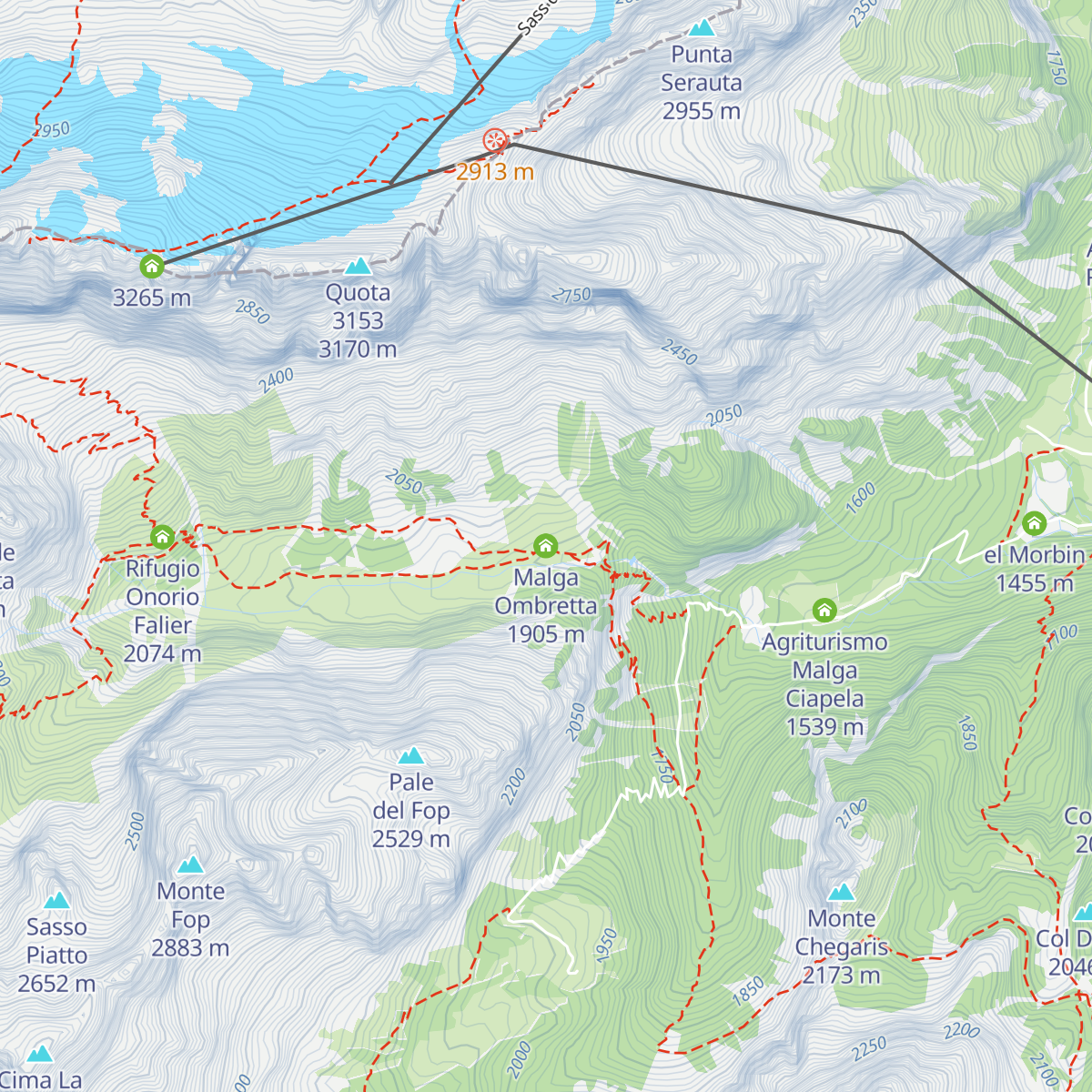Malga Ombretta map