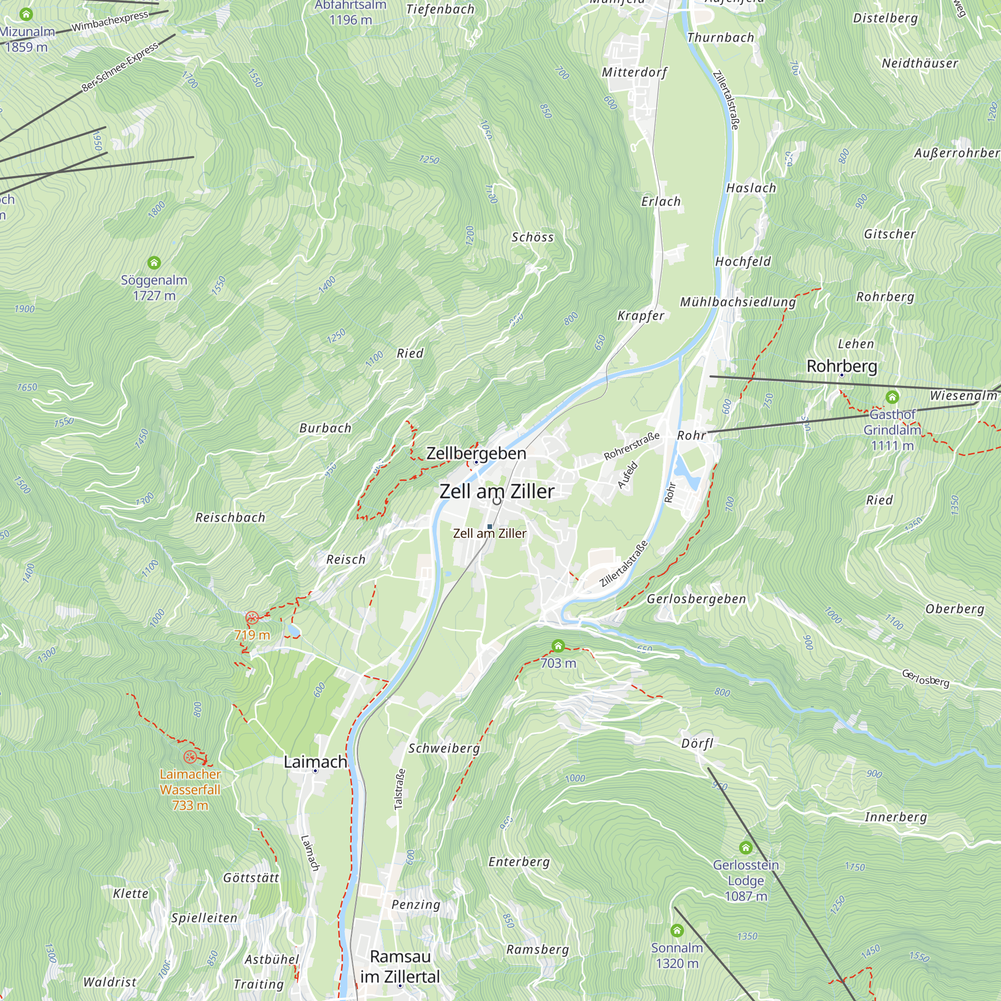 Tourismusverband Zell-Gerlos - Zillertal Arena map