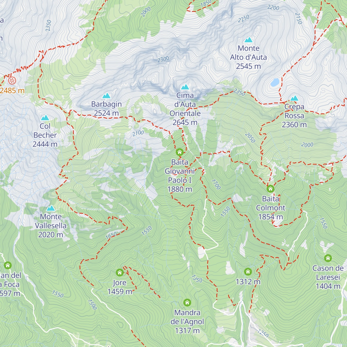 Rifugio Baita dei Cacciatori map