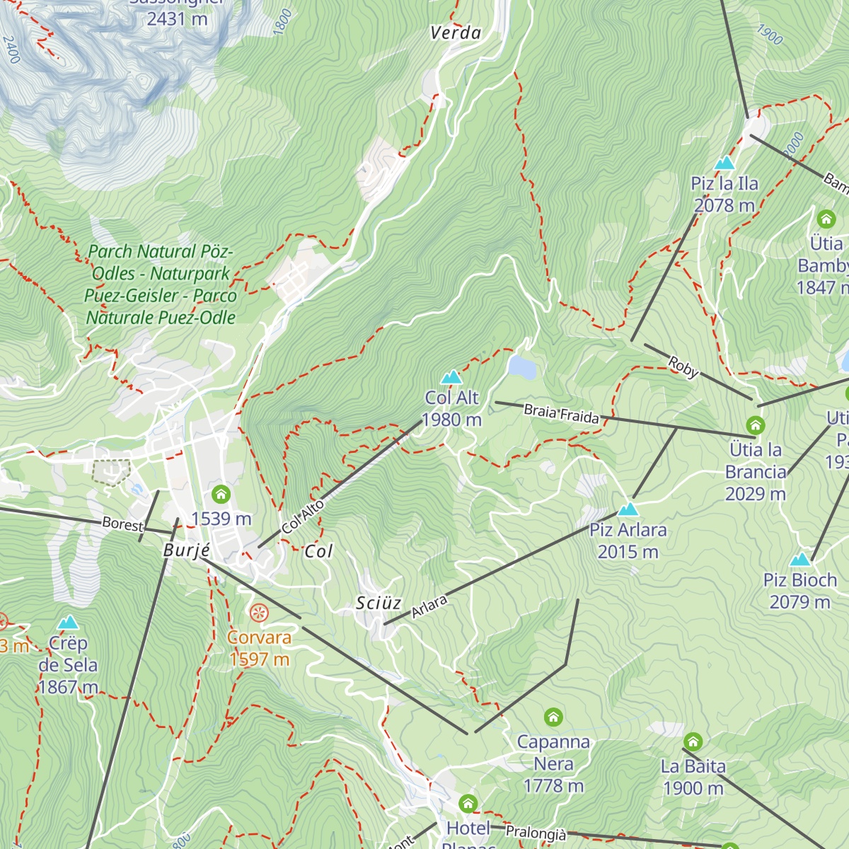 Rifugio Col Alt map
