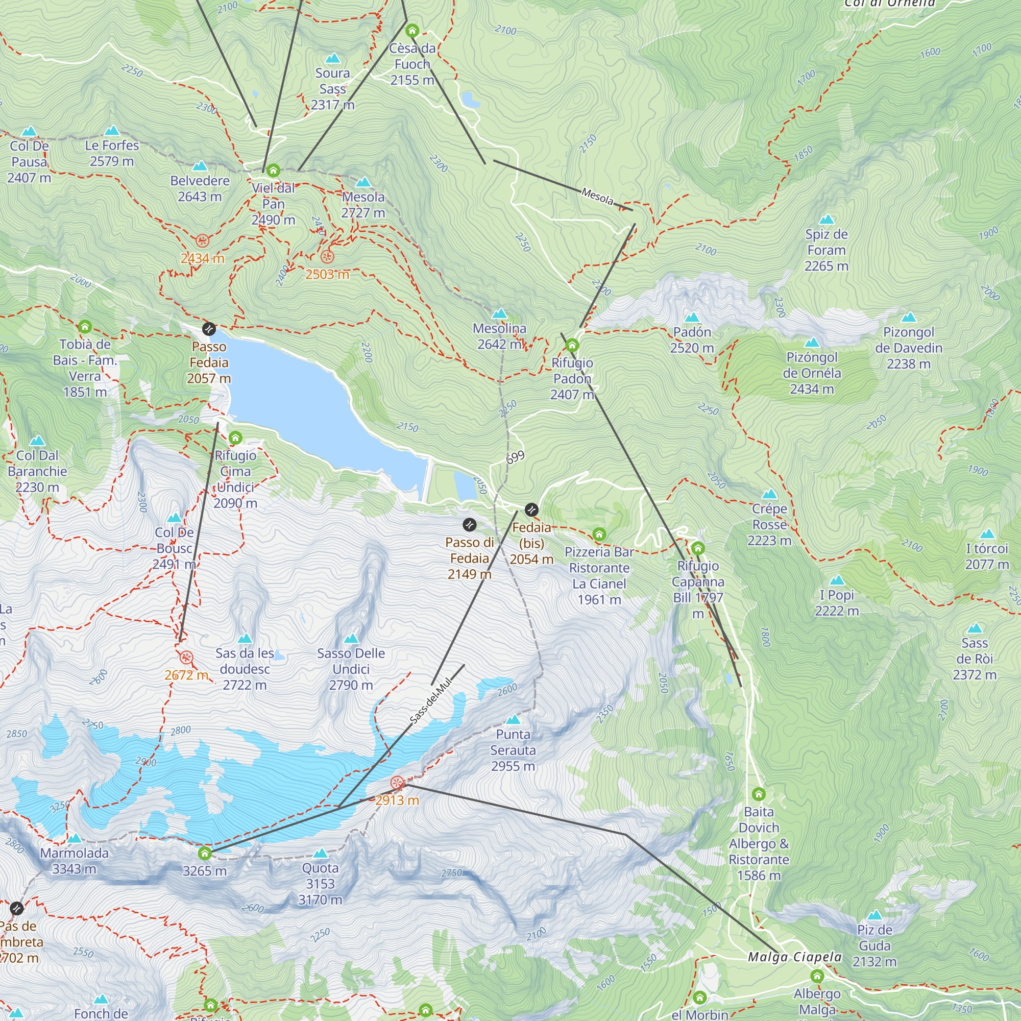 Rifugio Fedaia map