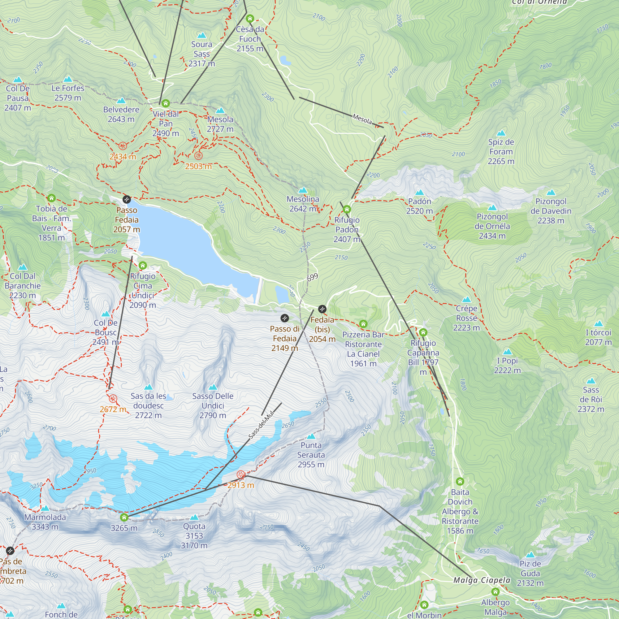 Rifugio Fedaia map