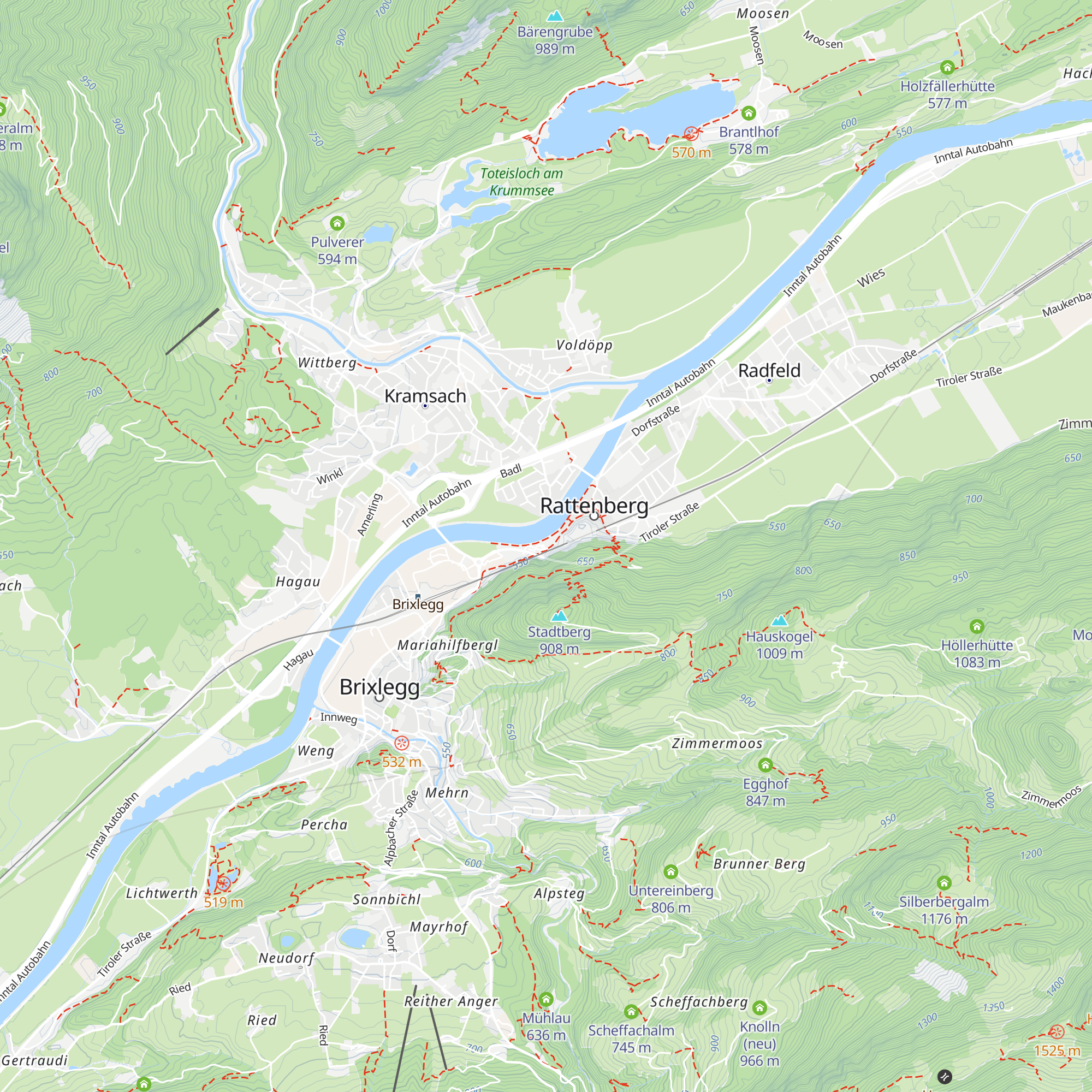 Tourismusinformation Rattenberg-Radfeld-Brixlegg map