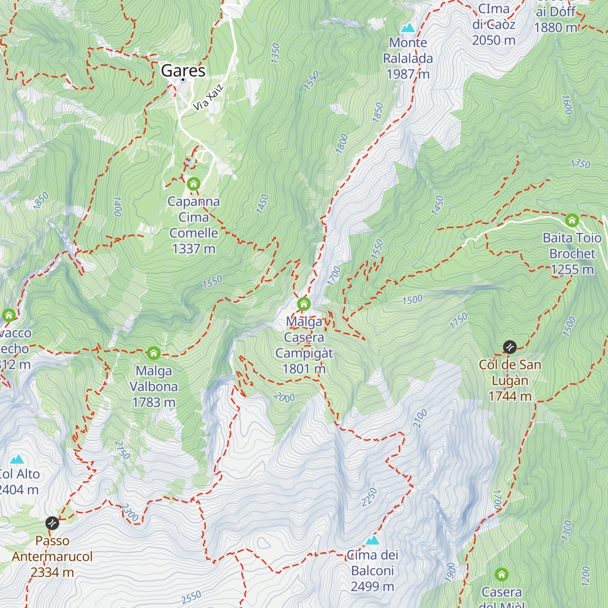 Malga Casera Campigàt map