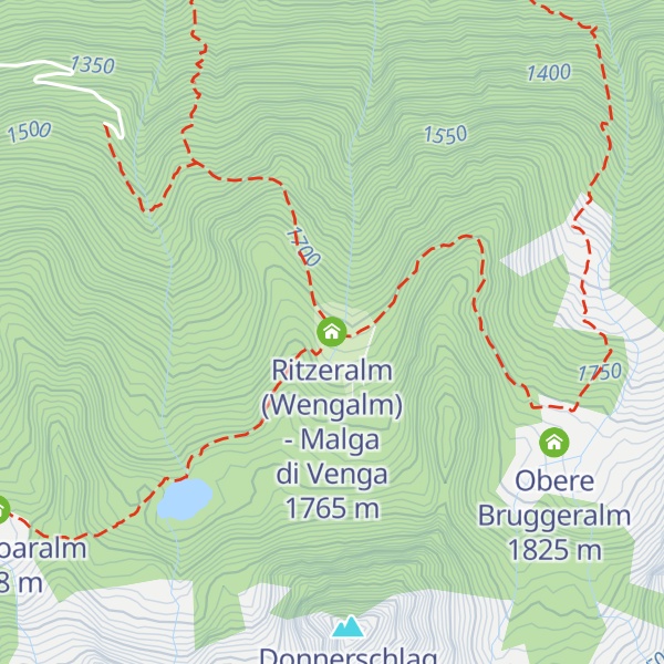Map of Ritzeralm (Wengalm) - Malga di Venga