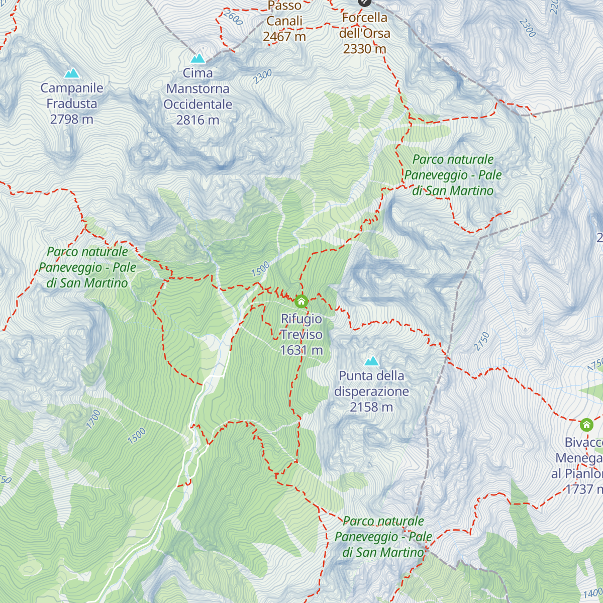 Rifugio Treviso map