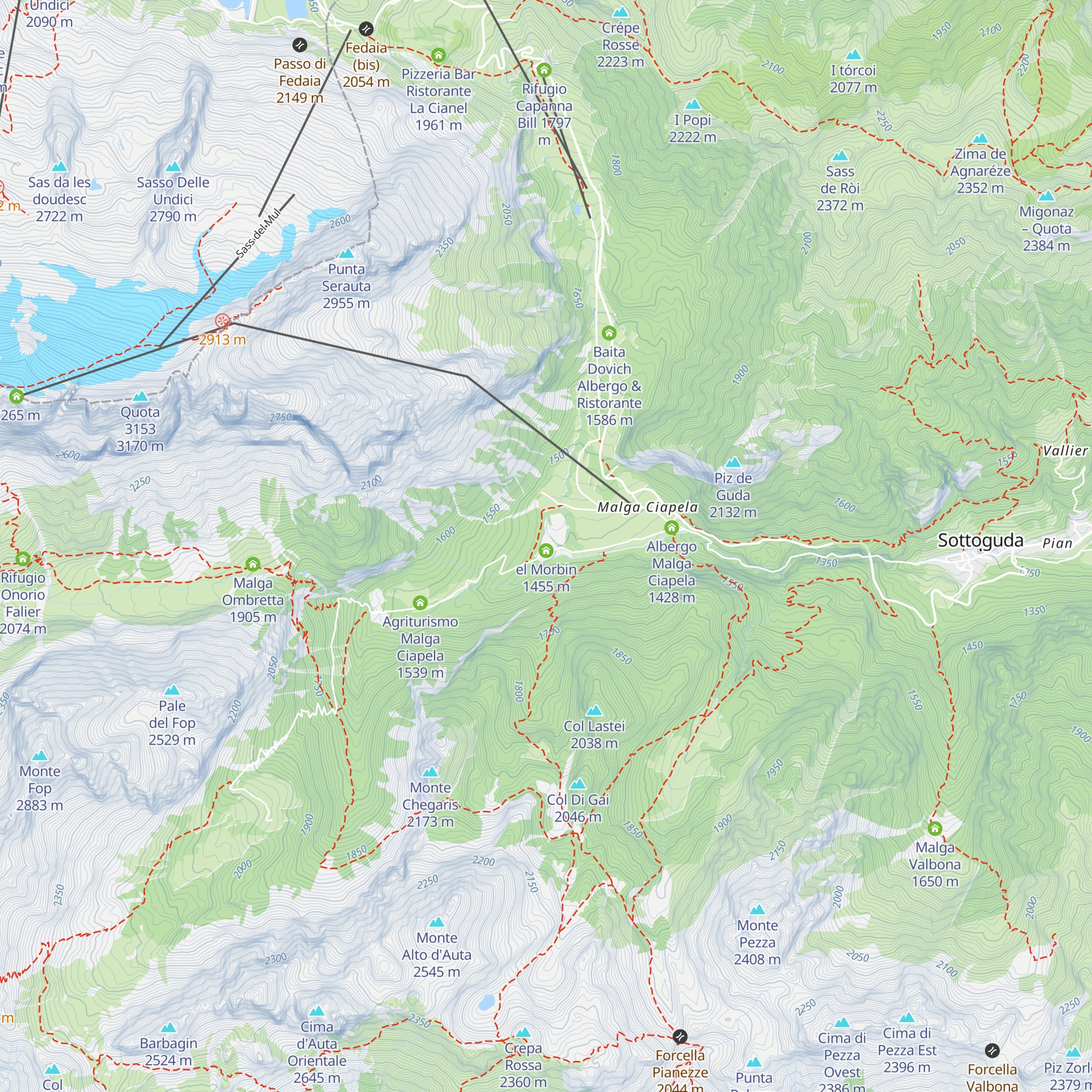 Malga Ciapela Marmolada map