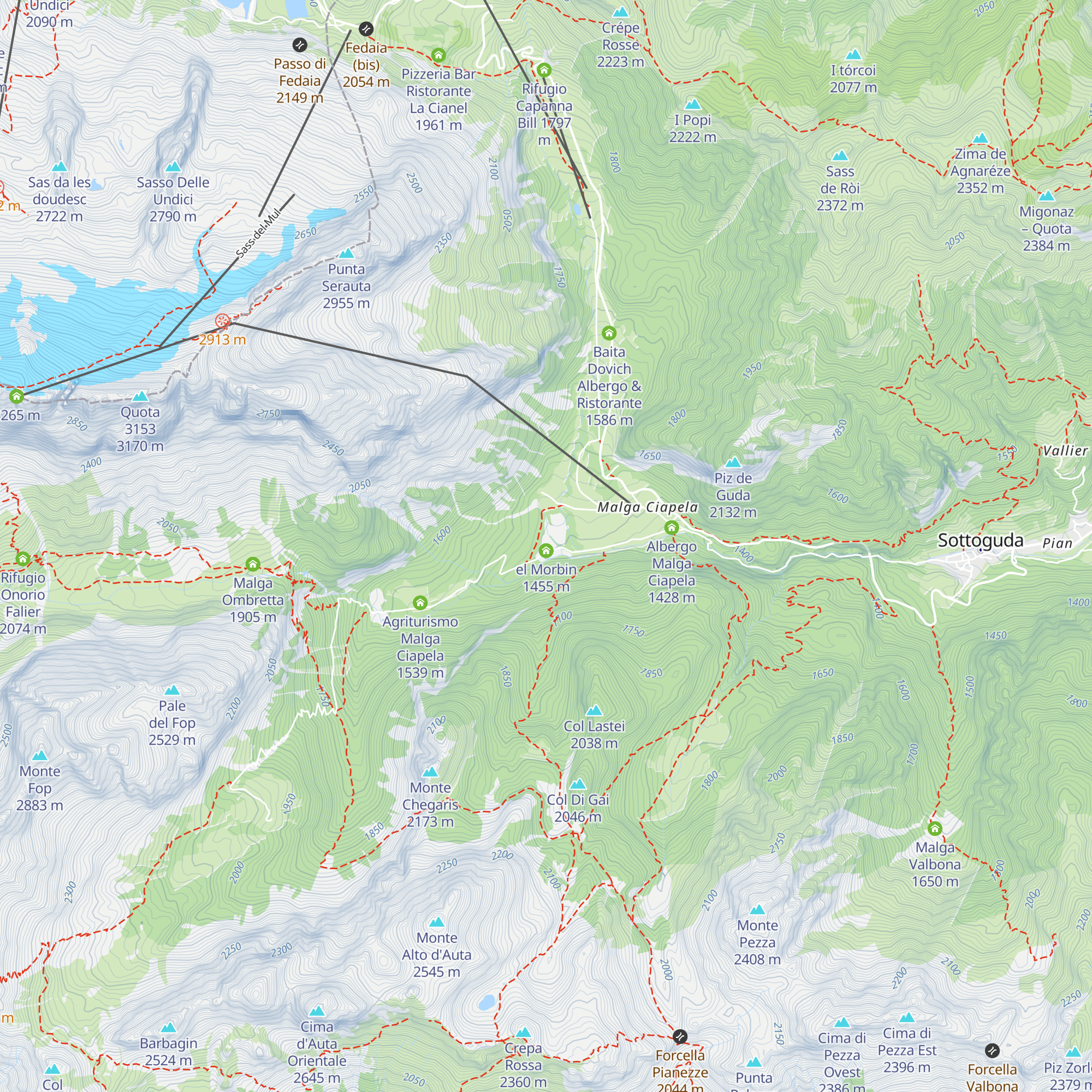 Malga Ciapela Marmolada map