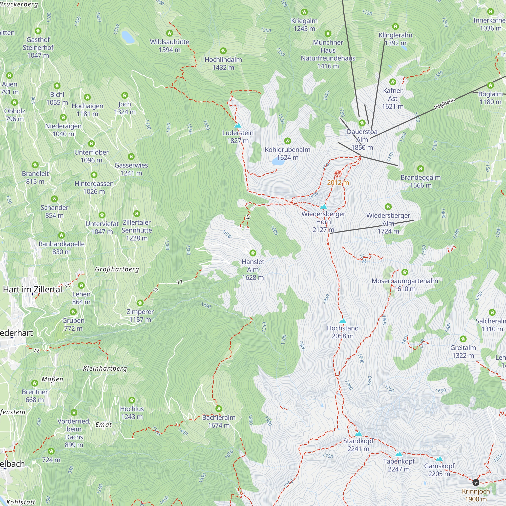 Hanslet Alm map