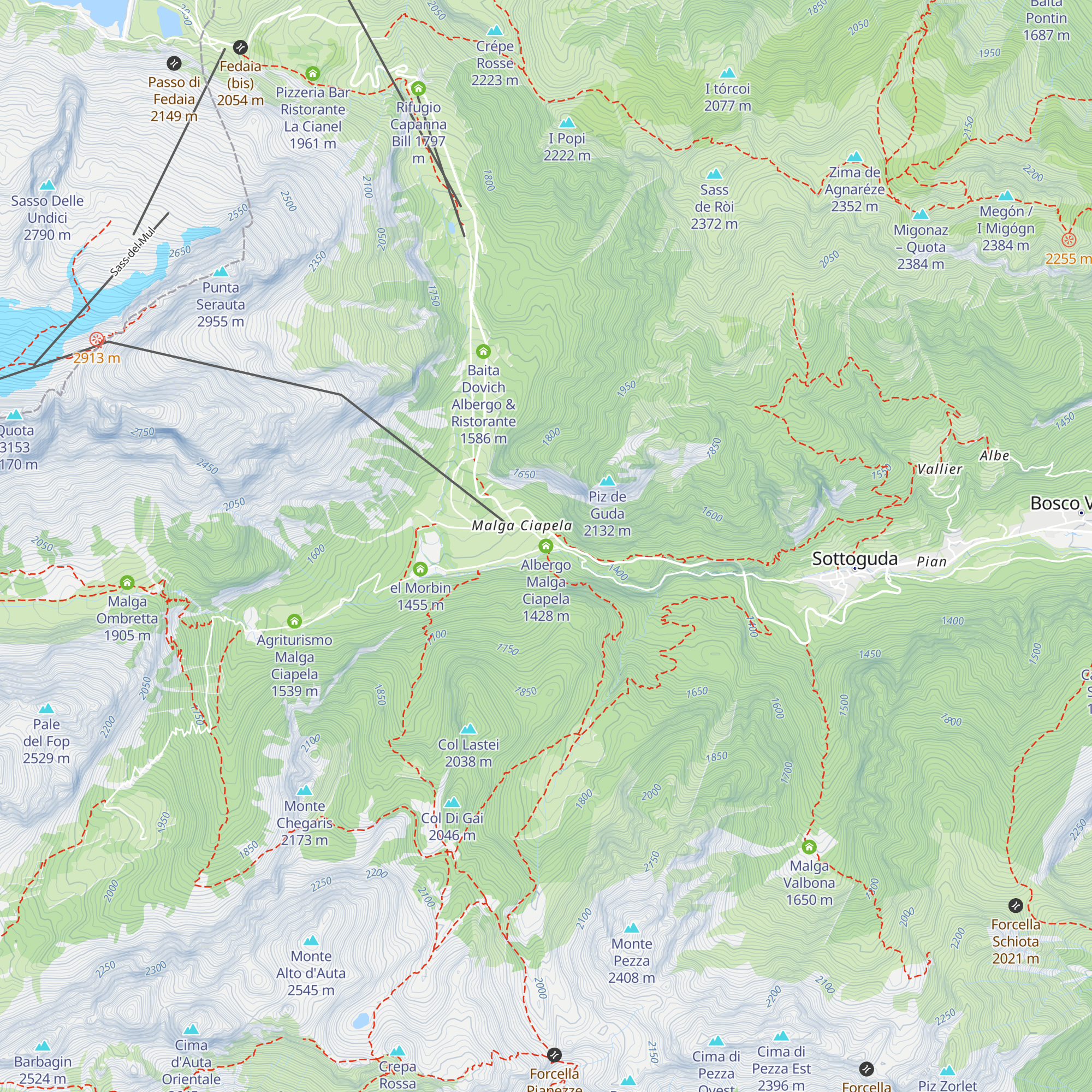Albergo Malga Ciapela map