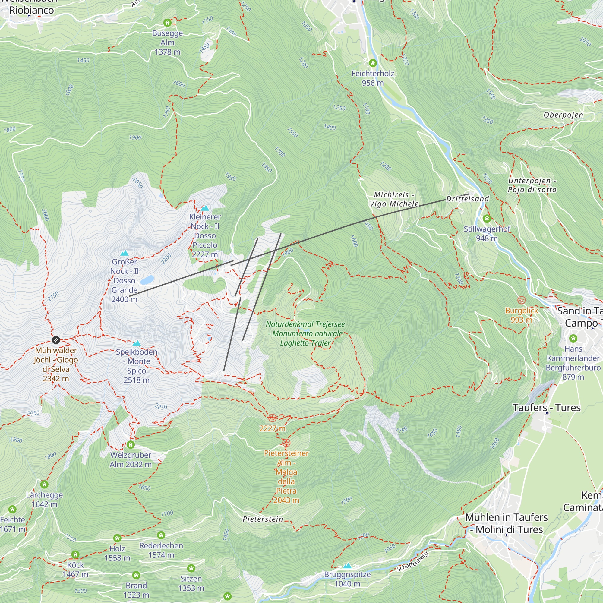 Trejer-Alm - Malga Michele di Fuori map