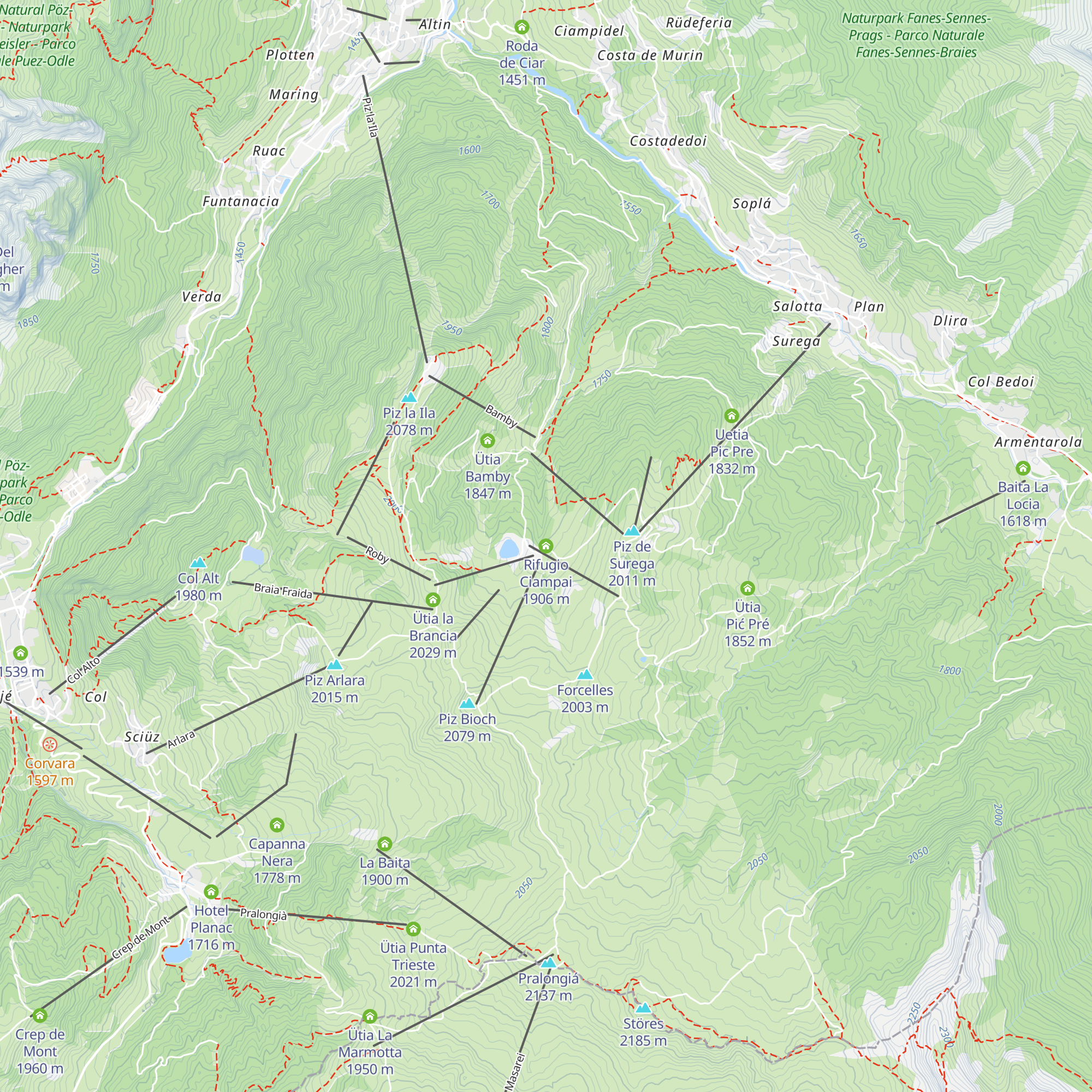 Rifugio Ciampai map