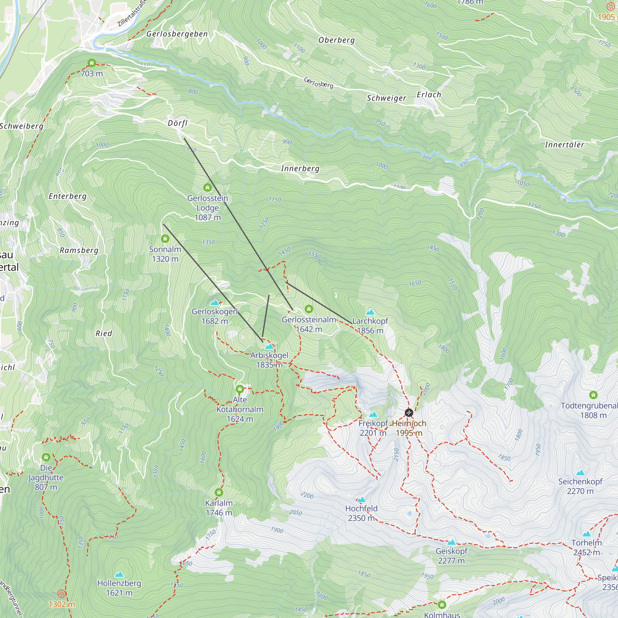 Gerlossteinalm map