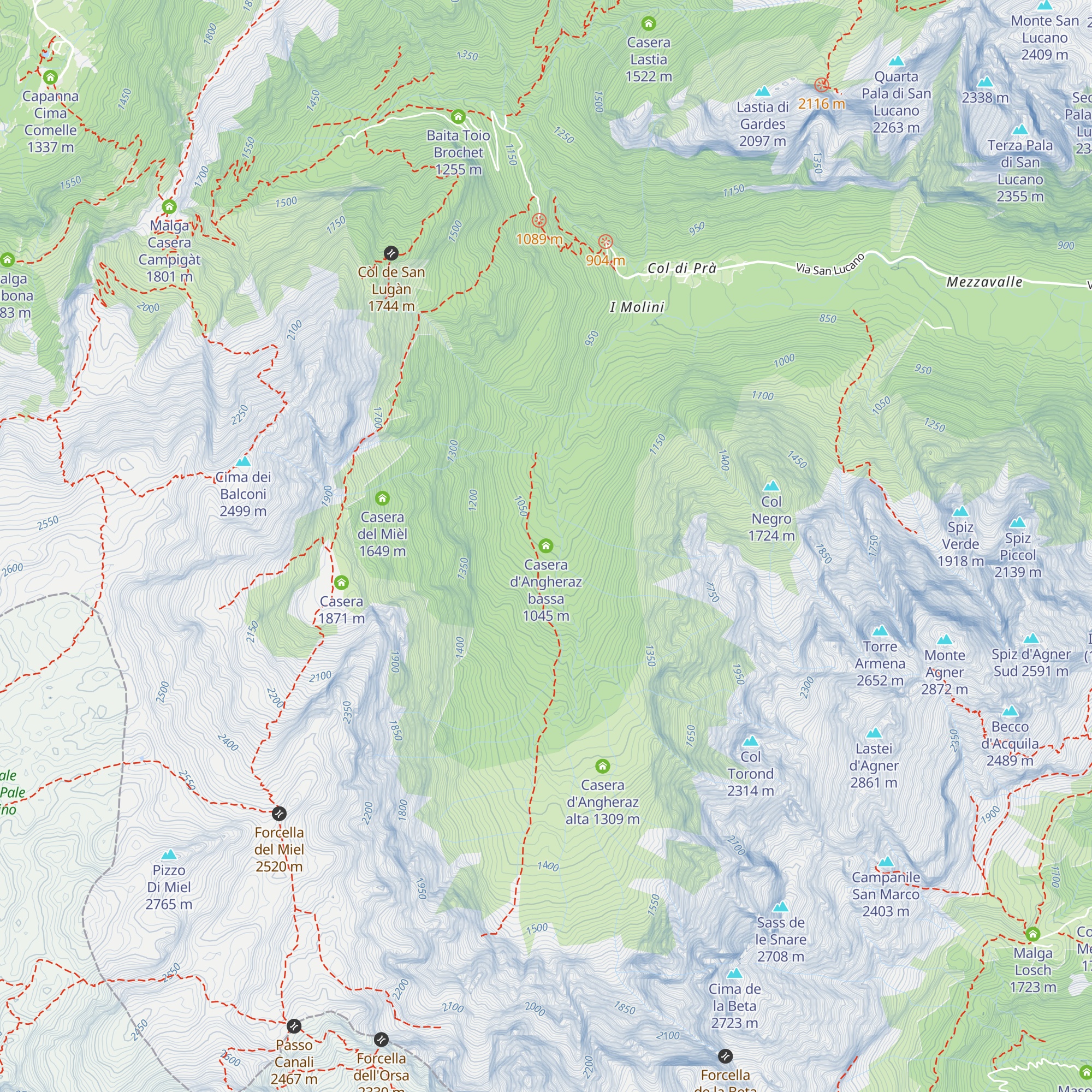 Casera d'Angheraz bassa map