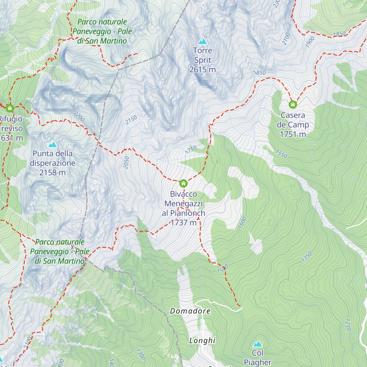 Bivacco Menegazzi al Pianlonch map