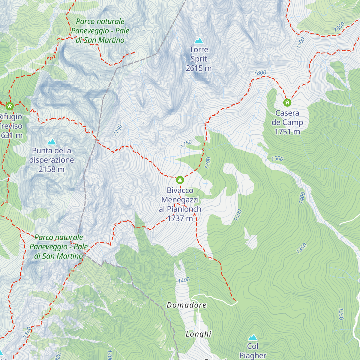 Bivacco Menegazzi al Pianlonch map