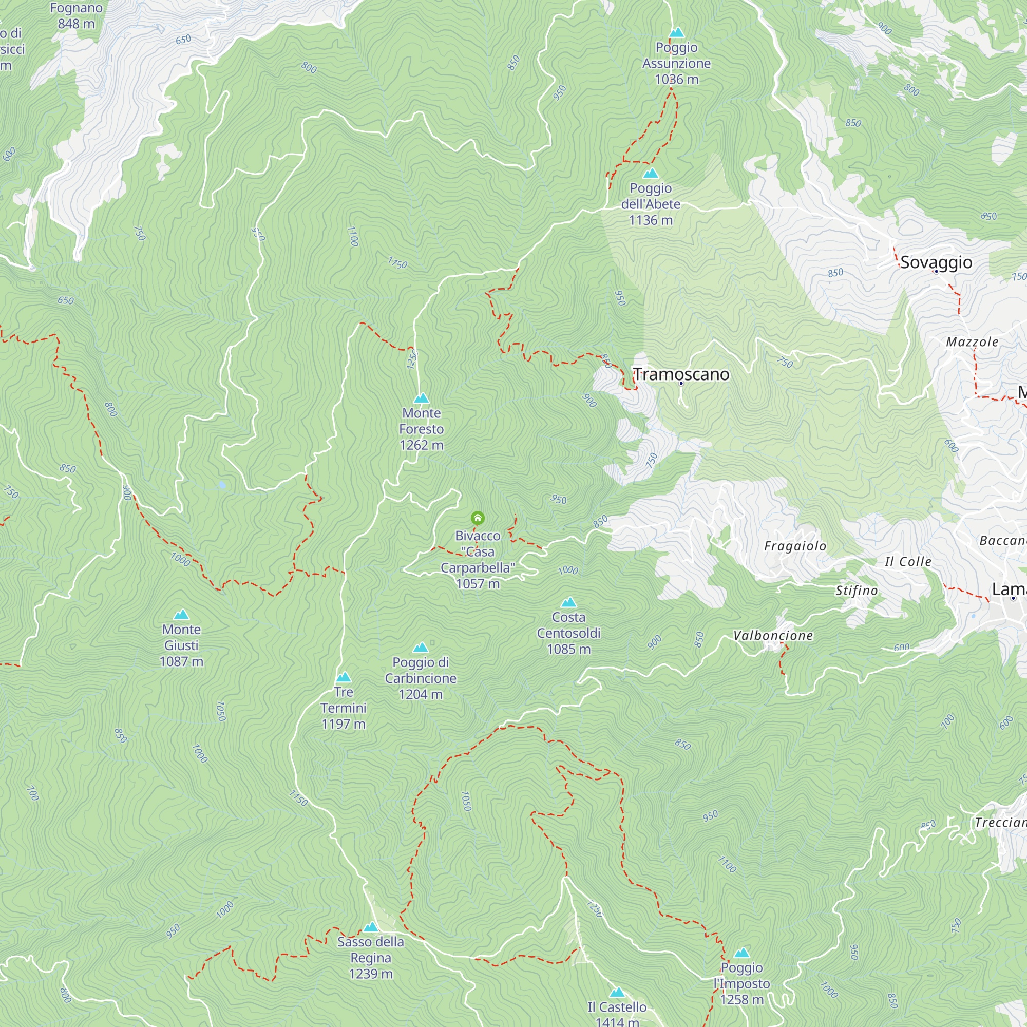 Bivacco "Seccatoio Le Buche - Matteone" map