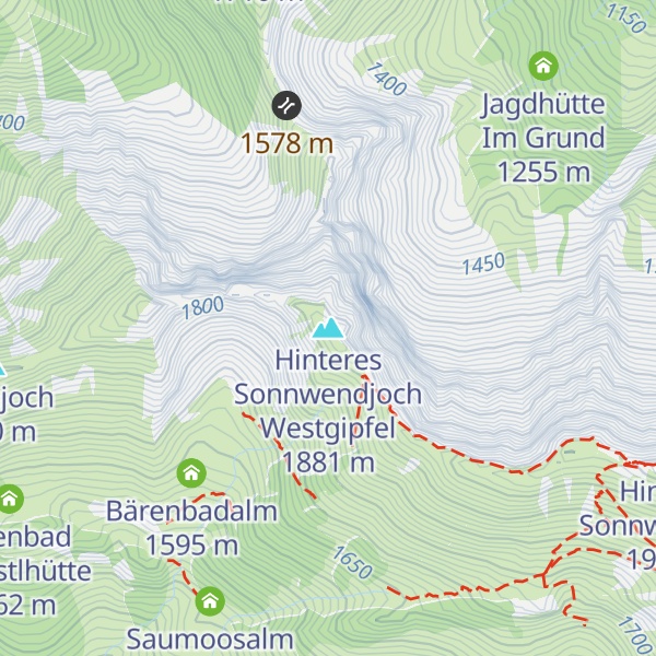 Map of Hinteres Sonnwendjoch Westgipfel