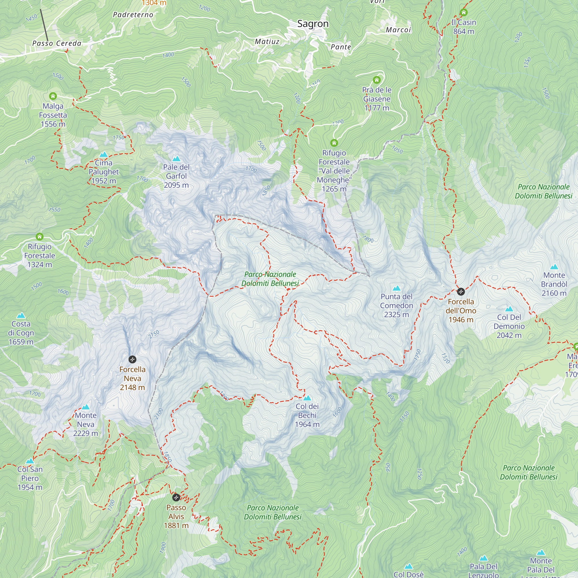 Bivacco Feltre map