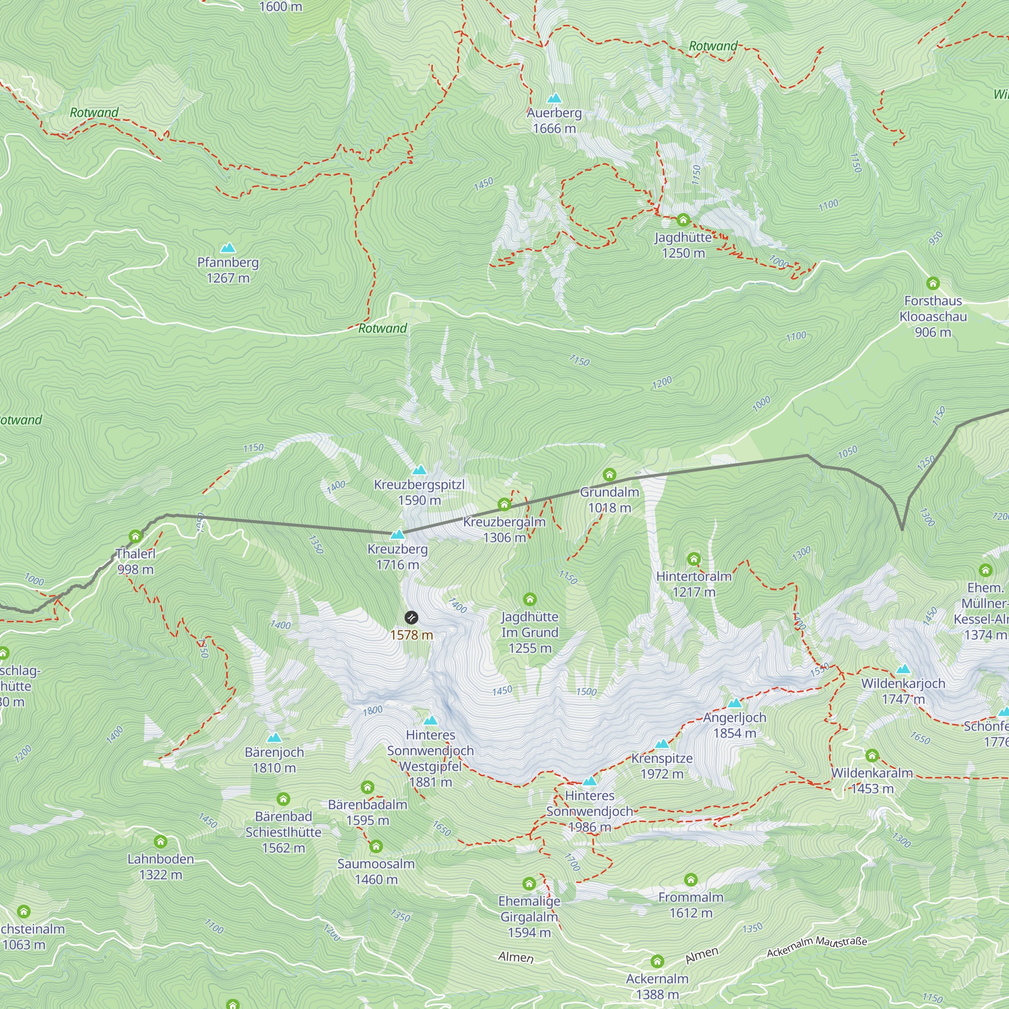 Kreuzbergalm map