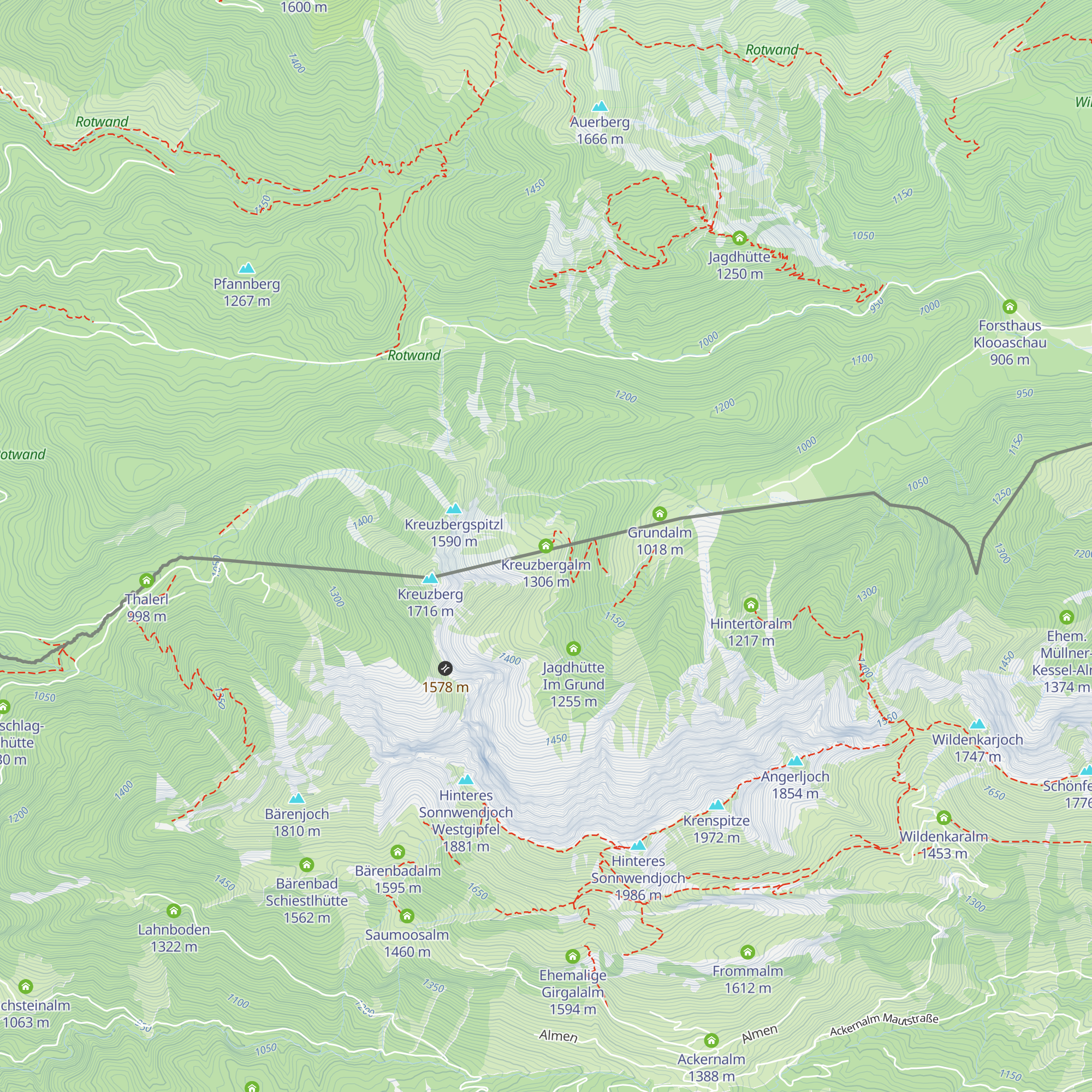 Kreuzbergalm map