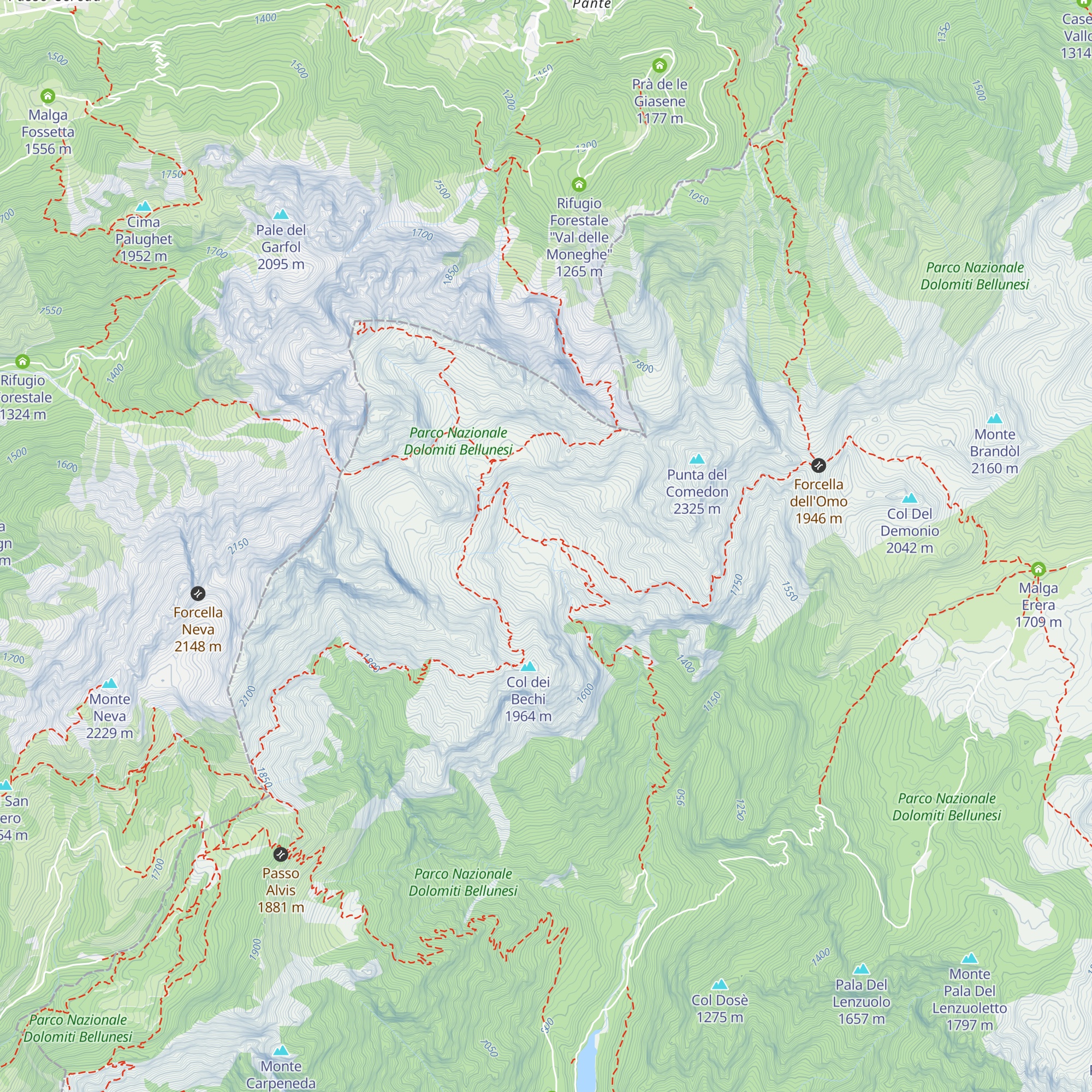Casera Cimonega map