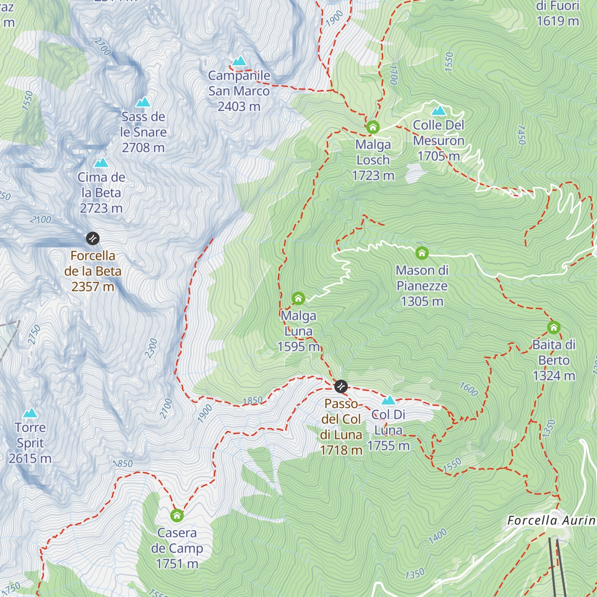 Malga Luna map