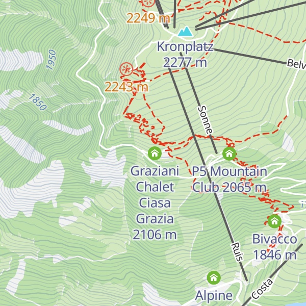 Map of Graziani Chalet Ciasa Rosina