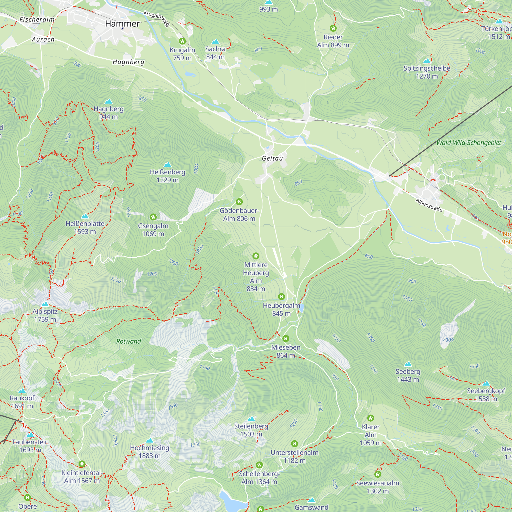 Mittlere Heuberg Alm map