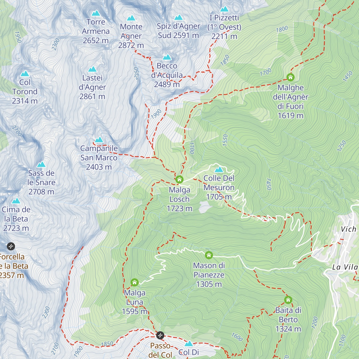 Malga Losch map