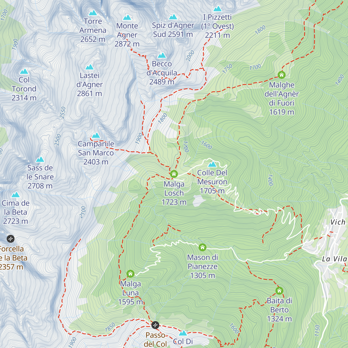 Malga Losch map