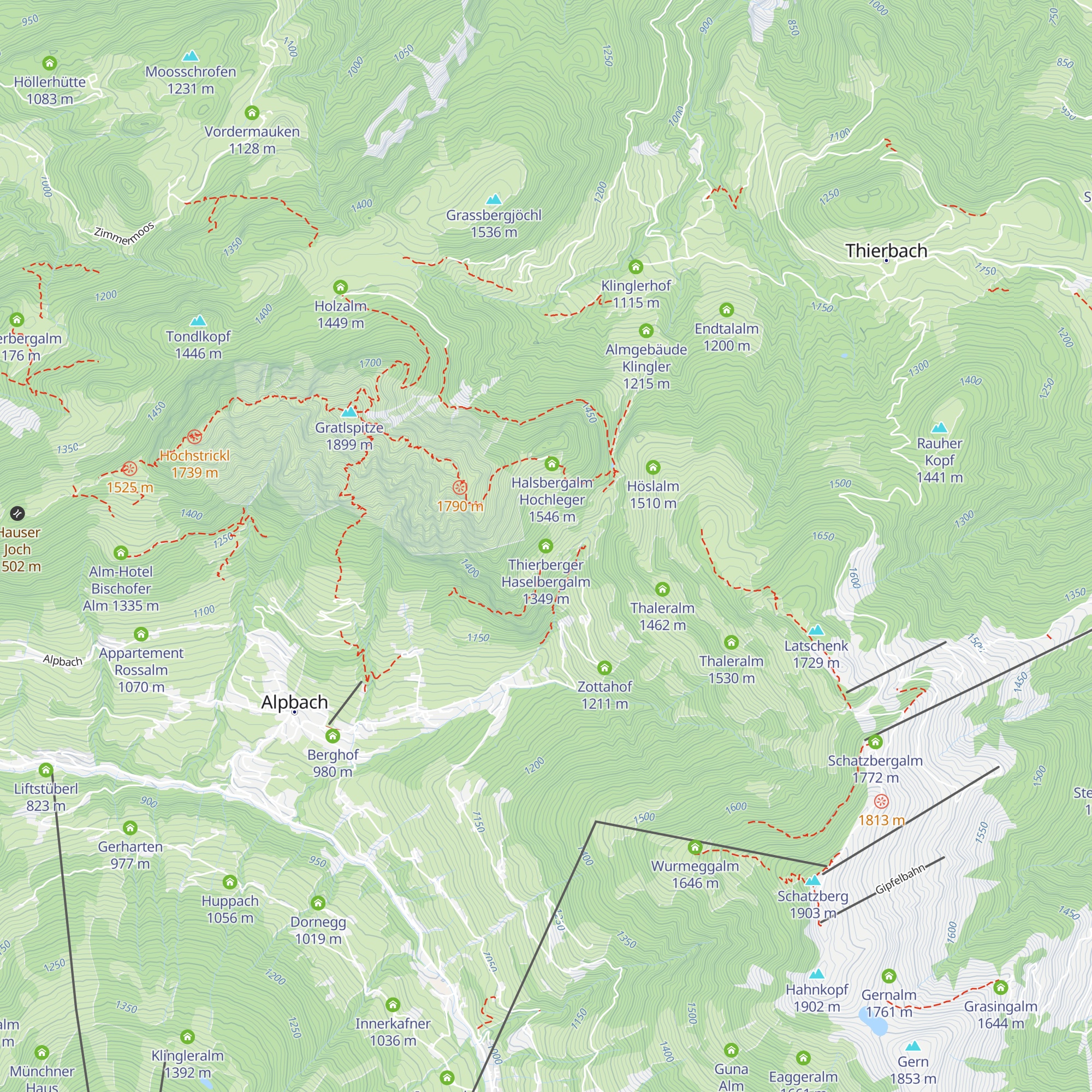 Thierberger Haselbergalm map