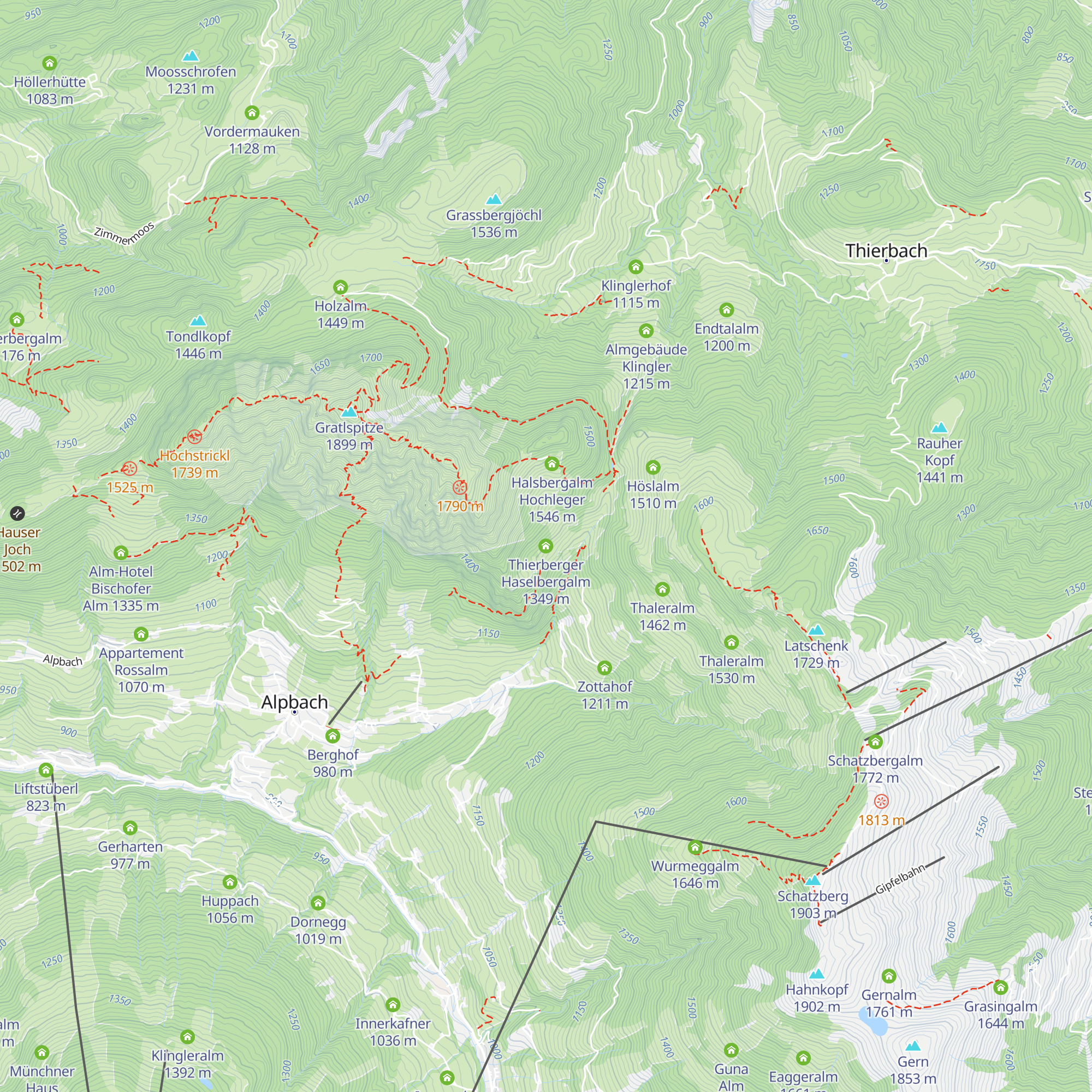 Thierberger Haselbergalm map