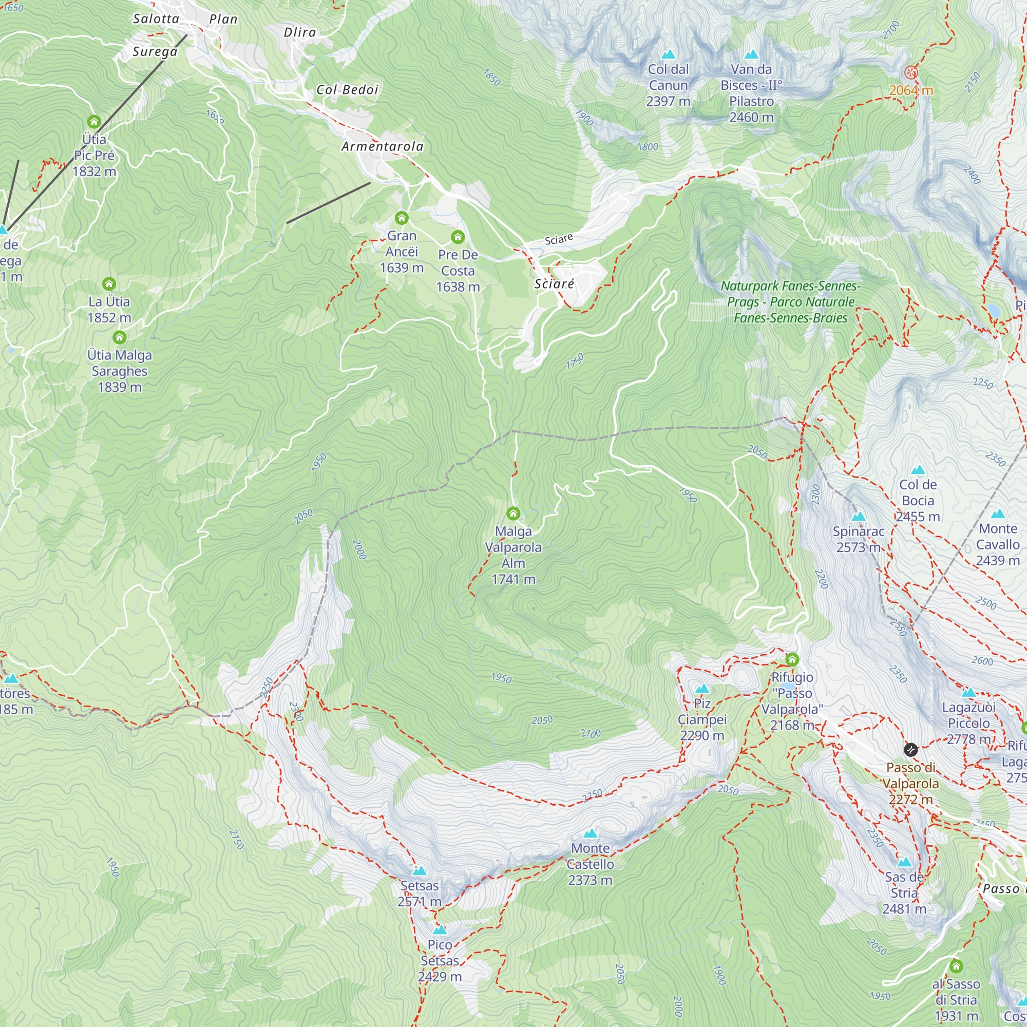 Malga Valparola Alm map