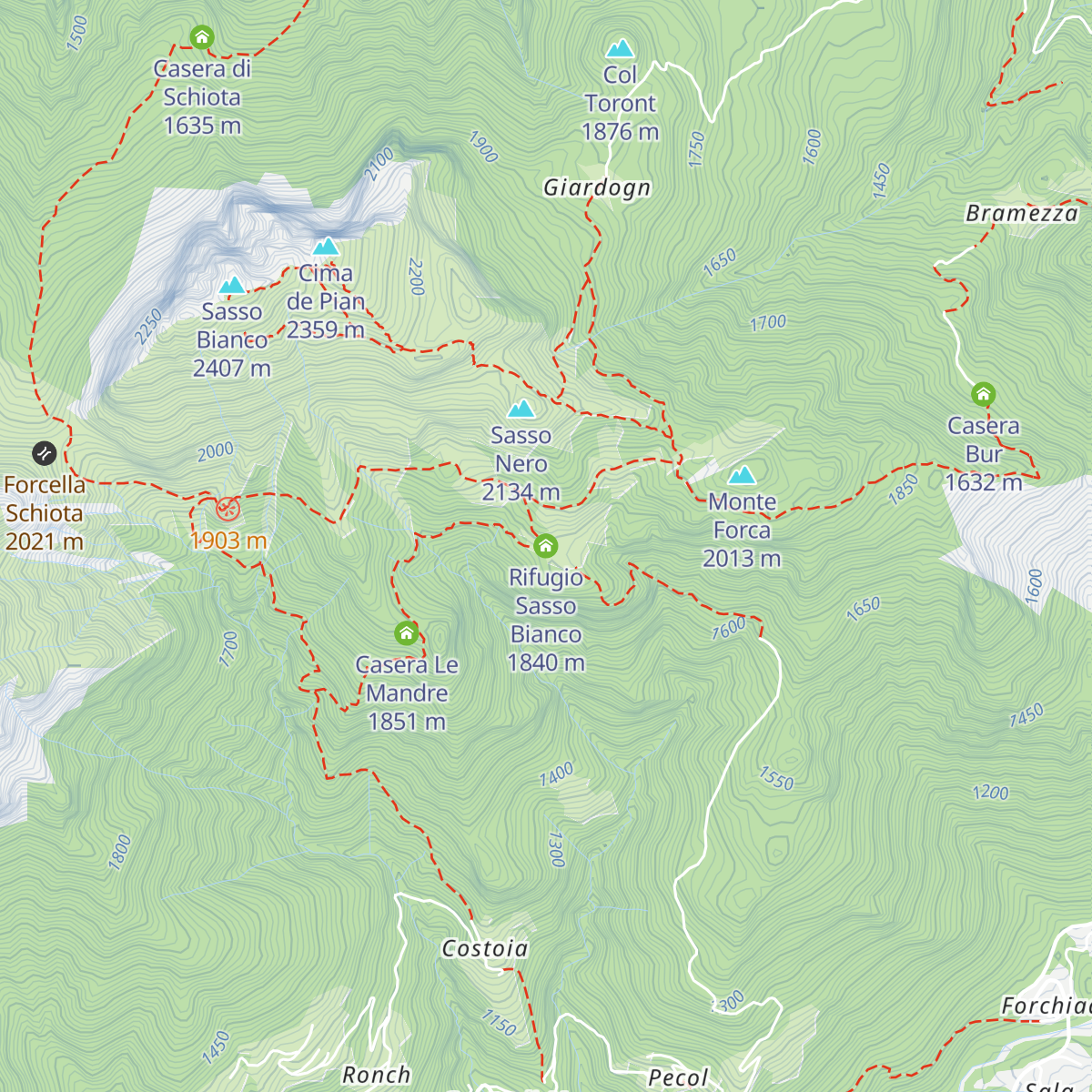 Rifugio Sasso Bianco map