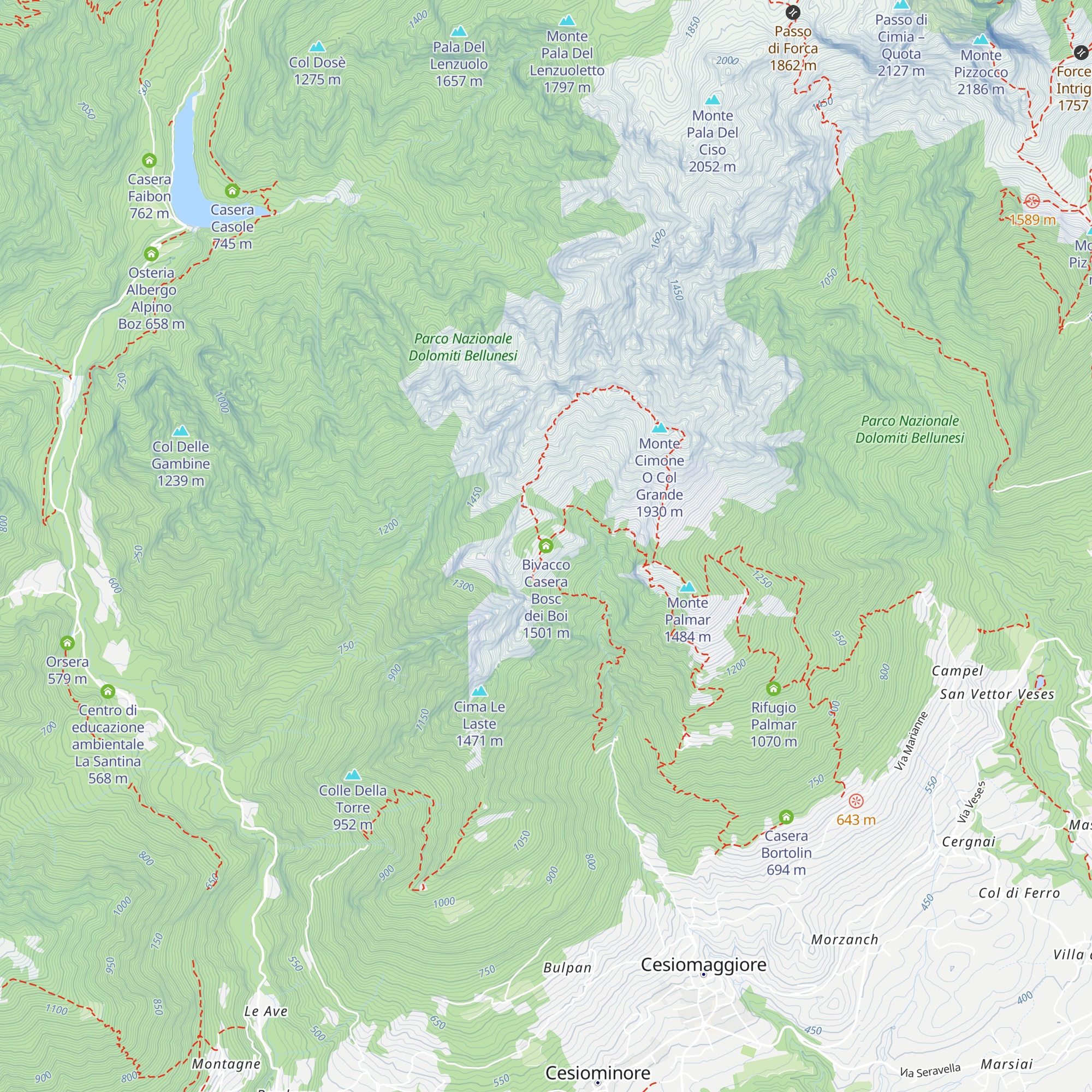 Bivacco Casera Bosc dei Boi map