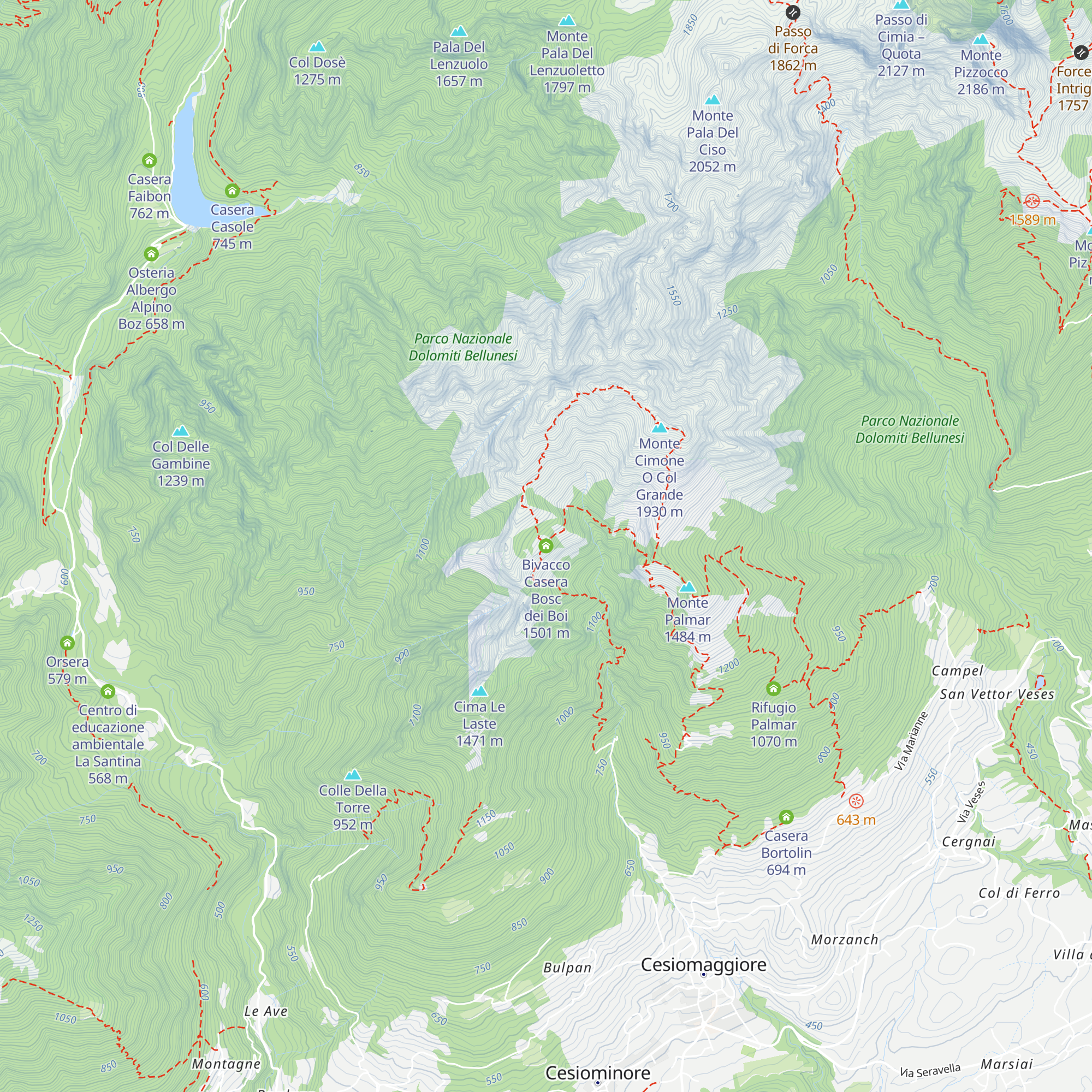 Bivacco Casera Bosc dei Boi map