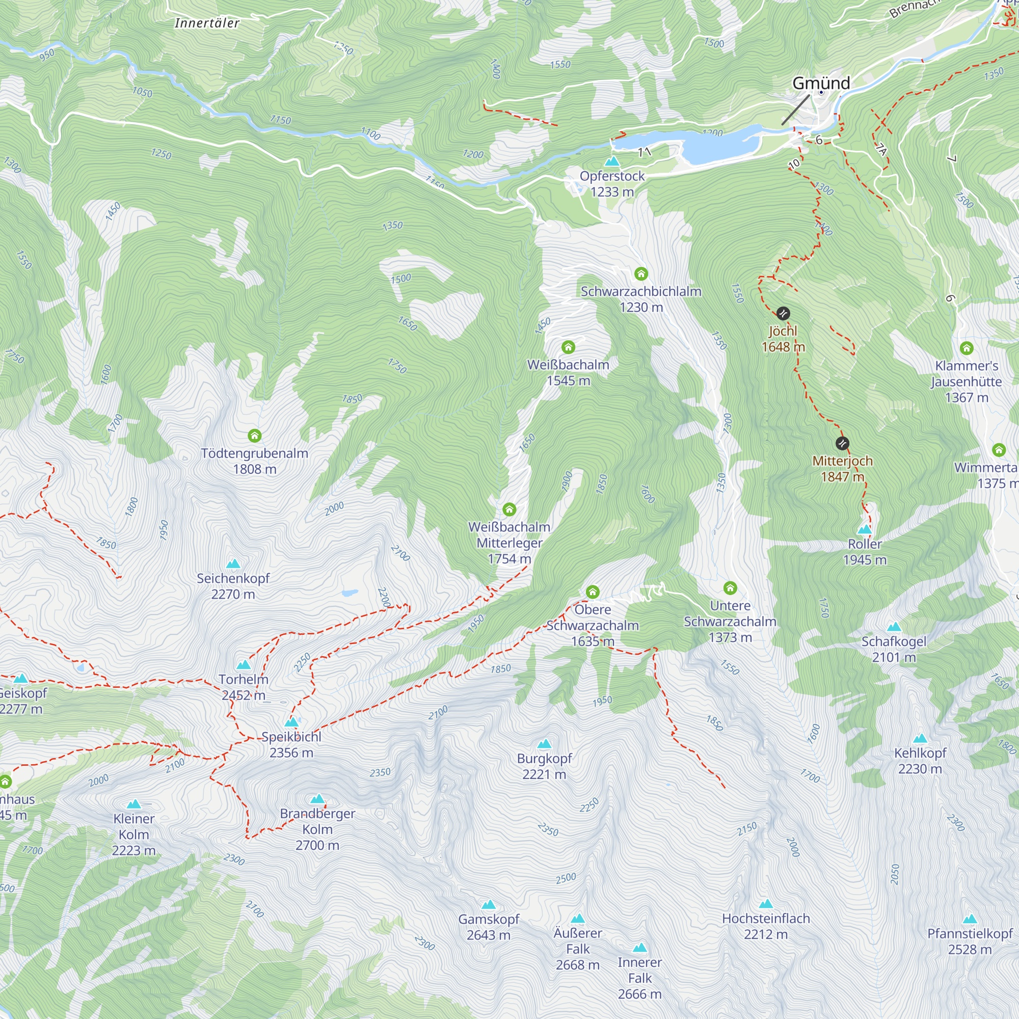 Weißbachalm Mitterleger map