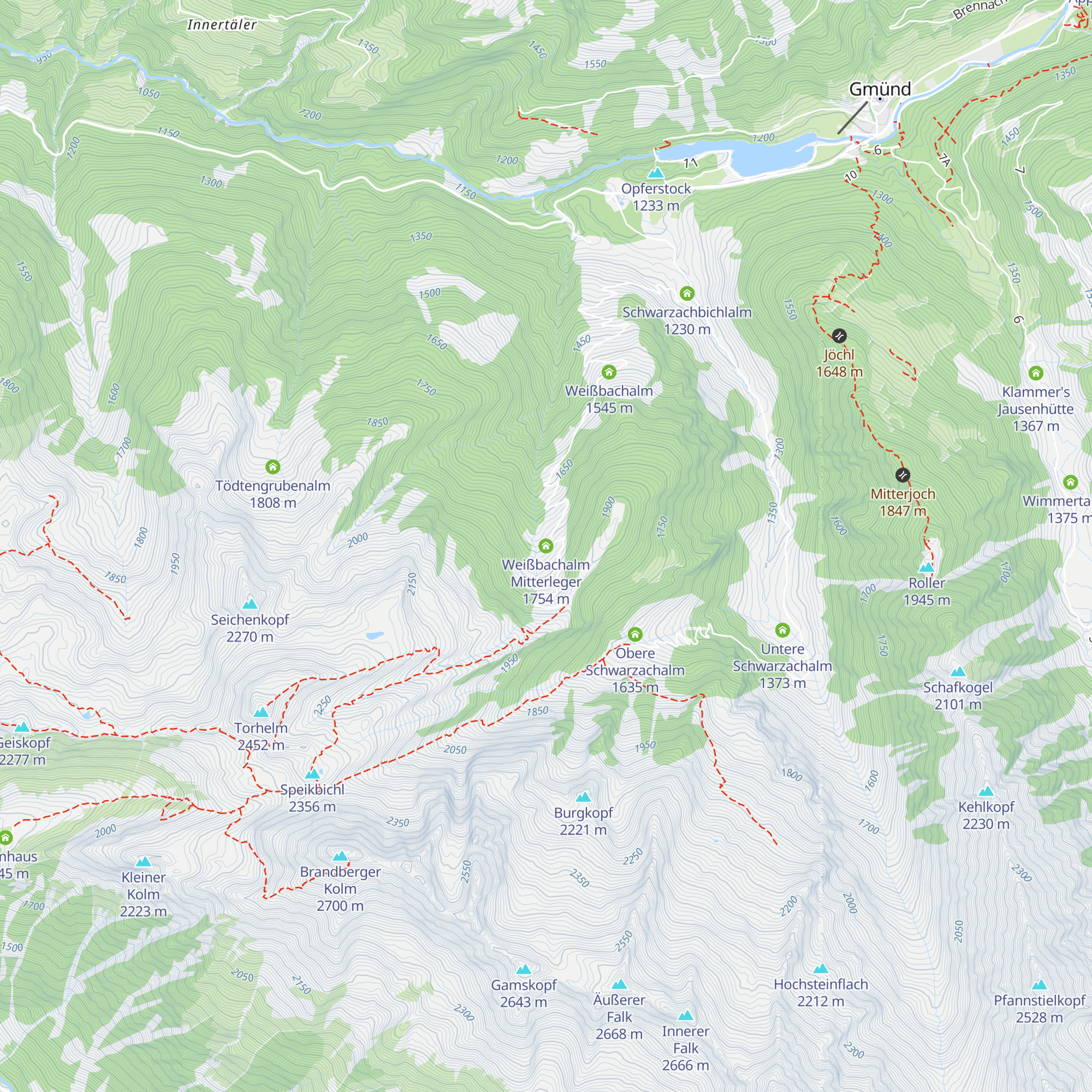 Weißbachalm Mitterleger map